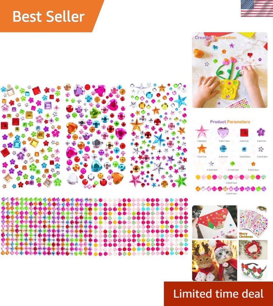 880pcs Gem Stickers Rhinestones for Crafts – Self Adhesive Jewels Stickers, A…