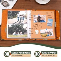 Vintage Leather Photo Album 4×6 Scrapbook 120 Photos Refillable Green Tree of Li