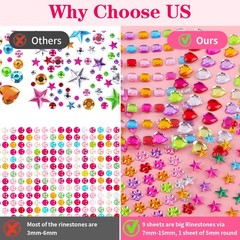 407pcs Gem Stickers Crafts for Kids, Self Adhesive Jewel Stickers, Acrylic Bl…