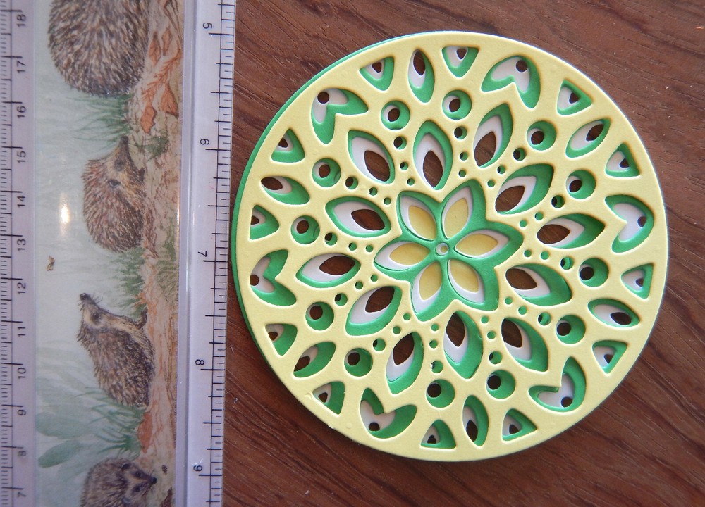 🧚 Layered Card Topper Tattered Lace Scrapbook Paper Cut Round Color Peacock