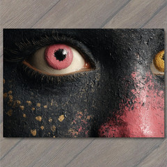STICKER Painted Face Pink Eye Black Red Gold Monster Reptile Look Texture