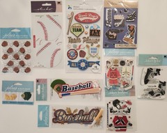 Lot Of 10 JOLEES’S Boutique K&Co Sticko Scrapbooking Stickers BASEBALL HOCKEY