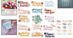 Durable 15-Piece Metal Cutting Words Dies for Celebrations & Special Events