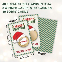 Merry Christmas Scratch Off Cards with Stickers – Santa Hat Scratch to Win Ga…