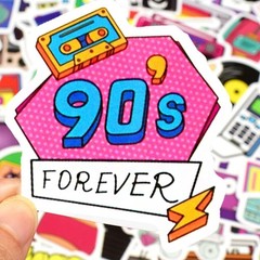 Multicolor 80s 90s Party Stickers – 70PCS Retro Vinyl for Indoor & Outdoor Use