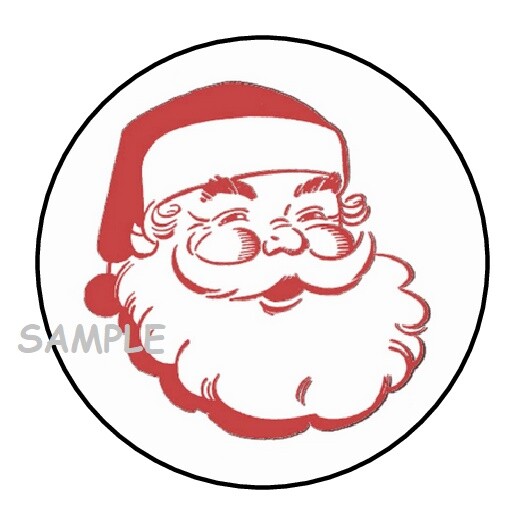 30 SANTA FACE ENVELOPE SEALS LABELS STICKERS 1.5″ ROUND PARTY FAVORS GIFTS TAGS