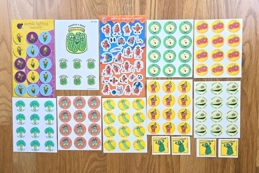 VEGETABLES 138 SNIFF Stickers TOMATO Pickles AVOCADO Carrots GREEN BEANS Corn