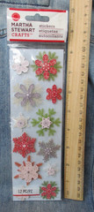 Martha Stewart Stickers RUSTIC CHRISTMAS GLITTER SNOWFLAKE Crafts Stickers SD23
