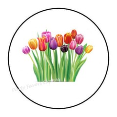 30 TULIPS ENVELOPE SEALS LABELS STICKERS PARTY FAVORS 1.5″ ROUND