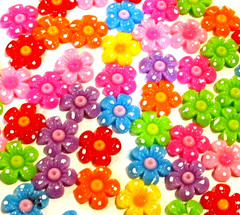 Lot of 50 Multicolor Flower Flatbacks For Crafting – NEW (#15)