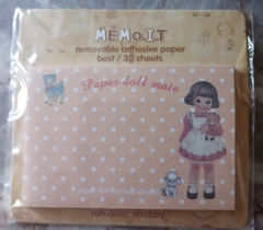 3 Korean Vtg Paper Doll Mate Memo Pad 30 Sheet 7.5 x 5cm Stickers Peach dots