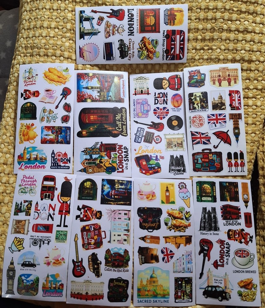 London England Sticker Decal Vinyl Stickers 9 sheets total 100 stickers NEW