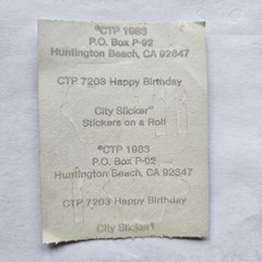 Vtg City Sticker Foil Mylar Happy Birthday Cupcakes Stickers on a Roll 80s Mod