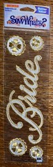SEW WHATS Title EMBROIDERED ~ BRIDE ~ 11×3 Flowers Wedding 3D Scrapbook Stickers