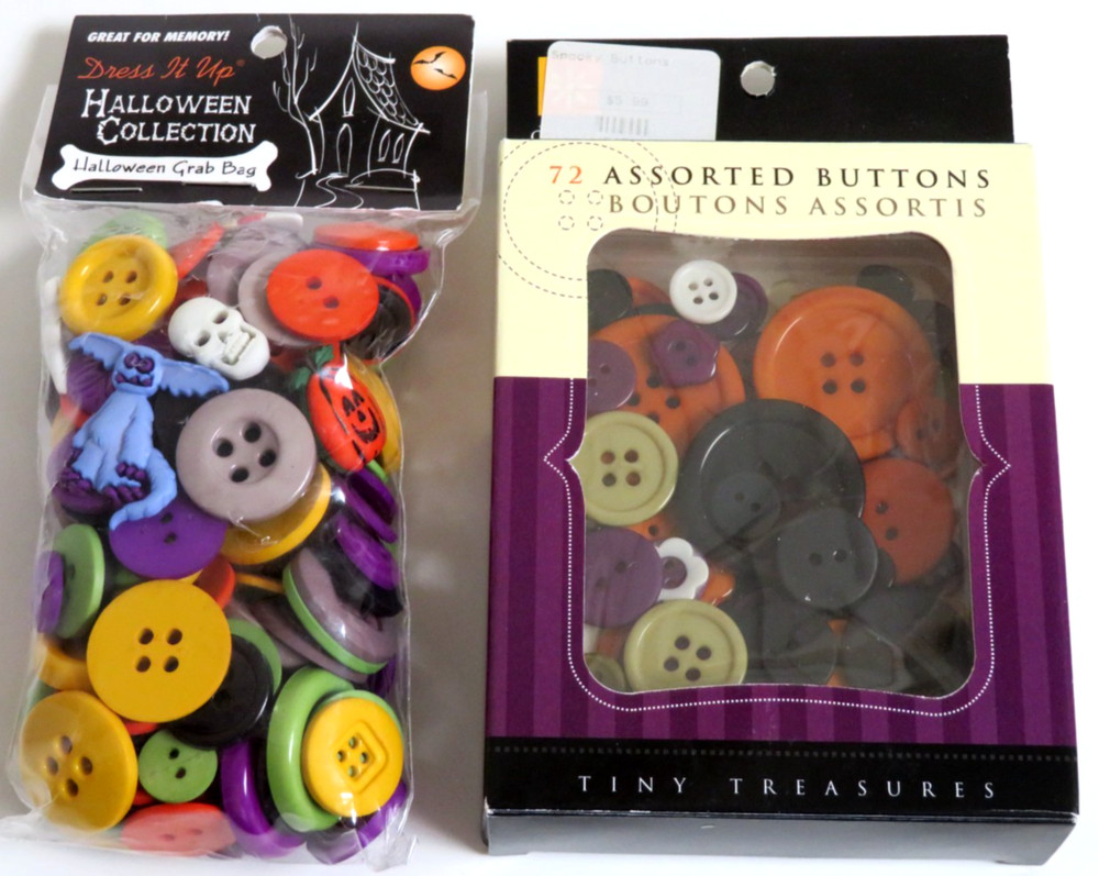 2 NEW Packs of Assorted HALLOWEEN BUTTONS Dress It Up & Daisy D’s CARDS & CRAFTS