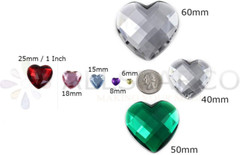 50Mm Red Ruby H103 Extra Large Self Adhesive Heart Jewels – 1 Piece