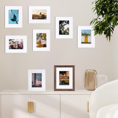 12 PCS 8×10 Inch White Picture Mats Fits 5×7 Inch Photo Core Bevel Backing Bag