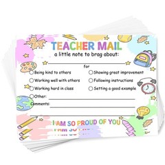 50PCS Teacher Mail Notices, Parents, Classroom Supplies, Positive Note Cards