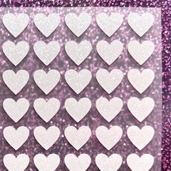 White Glitter Heart Stickers! – 1/4 to 4 inch – Choose a Size!