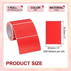 250 Per Roll 2″x3″ Rectangle Inventory Color Coding Labels Red 1 Roll