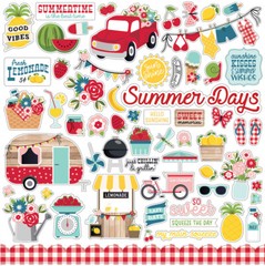 (1) 12×12 Sheet of Echo Park Paper A SLICE OF SUMMER Scrapbook Element Stickers
