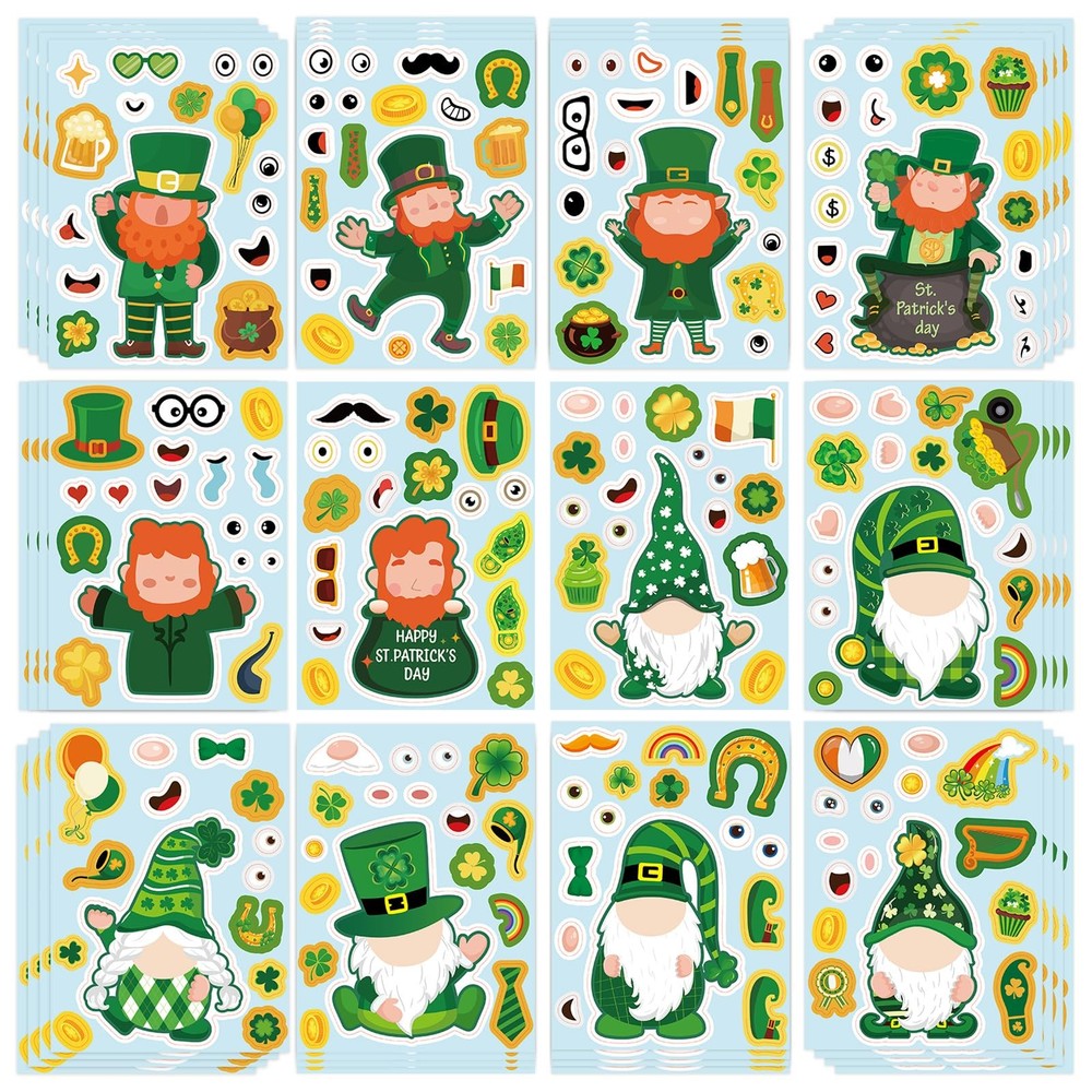 48 Sheets St. Patrick’s Day Stickers Make A Face Stickers Make Your Own Leprecha