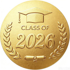 100Pcs Graduation Stickers – Gold Foil Embossed Class of 2026 Stickers 2 Inch Gr
