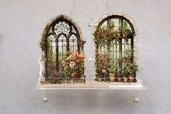 Flower Gothic style window PET stickers | green flower gate plant themed PET St