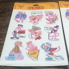2x Pink Panther Vintage Hallmark Ambassador Stickers Lot Cartoon 1979 Sealed NOS