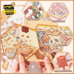 3D Sticker Scene 8PCS Mini Scene Stickers for Adults 3D Stickers Scene Set Cute