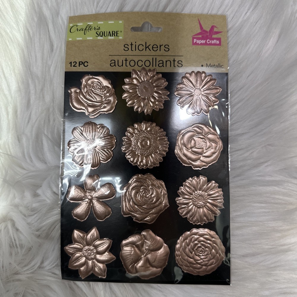 Crafters Square Paper Crafts Stickers Rose Gold Floral Metallic Scrapbooking