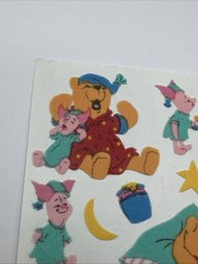 Vintage Disney Fuzzy Winnie The Pooh Piglet Stickers Sandylion – 1 Sheet NOP