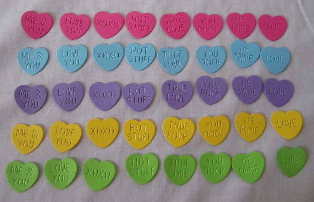 Lot 40 Pieces CONVERSATION HEARTS Paper Pieces Confetti Acid Lignin Free U Pick