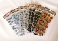 Alphabet Scrapbook Stickers Letters Numbers Symbols Stone Leather Metal Colors