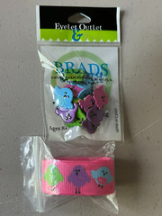 Eyelet Outlet Shape Brads 12/Pkg & matching ribbon (36″) Monkey, Animals, Birds