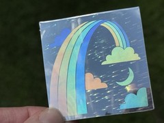 Vintage RAINBOW Hologram Holographic Sticker Decal MYLAR FOIL