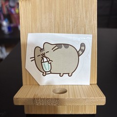 Pusheen Cat with Ice Cream Sundae Sticker 2.5 inches W x 1.75 inches H