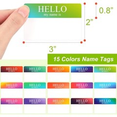 345 Pcs Rainbow Name Tags Hello My Name Is Stickers Events Parties School New