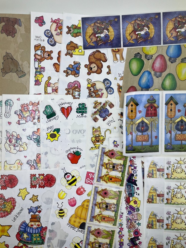PROVO CRAFT Stickers & Borders & Vellum Die Cuts Vintage Lot Bears Birdhouse 90s