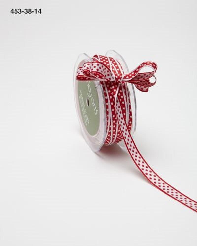 May Arts ~ Ribbon by the Yard ~ RED & WHITE ~ REVERSIBLE DOTS 3/8″