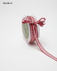May Arts ~ Ribbon by the Yard ~ RED & WHITE ~ REVERSIBLE DOTS 3/8″