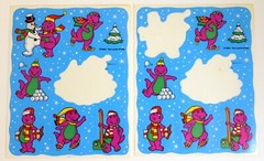 Vintage 1993 The Lyons Group Wintertime Barney Stickers Open Some Used 45 Total