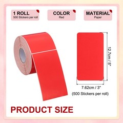 500 Per Roll 3×5″ Rectangle Inventory Color Coding Labels Red 1 Roll