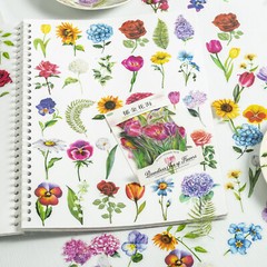 100PCS Pressed Dried Flower Sea PET Floral Stickers Scrapbook Papercraft Supply