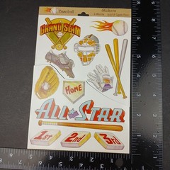 Vintage NRN Designs Stickers S1034 Baseball 2 Sheets (complete but cut)