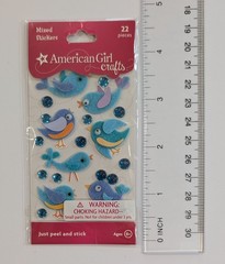 American Girl Blue Felt Birds Scrapbooking Stickers By EK Success RARE