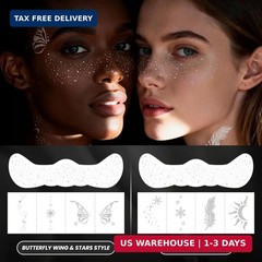 30PCS Glitter Freckles Face Tattoos & Face Gems Set, Classic Silver Glitter Temp