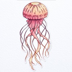 Jellyfish Sticker – Waterproof Vinyl Ocean & Sea Life Decal – Laptops & Crafts