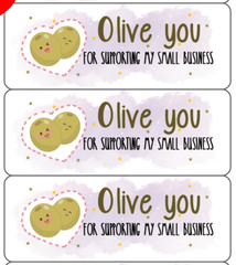 Custom Cute Thank you stickers ( 1×2 5/8 «) 100 ct labels kawaii olive