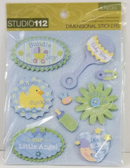 Studio 112 Newborn Baby Boy Stickers Dimensional Pastel Blue Scrapbooking Crafts